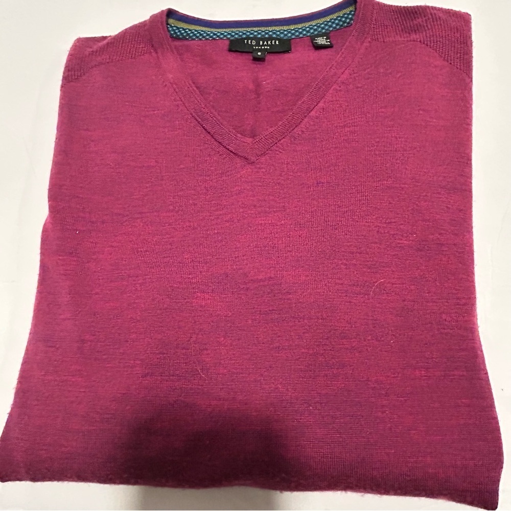 Ted Baker Sweater Womens Purple 100% Merino Wool Pullover Luxury Preppy Sz 6 - Picture 8 of 10